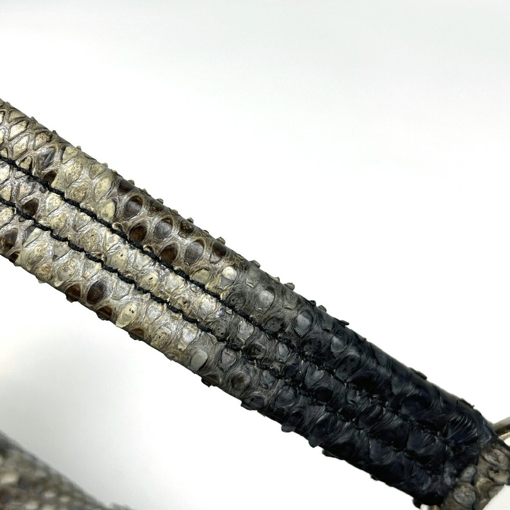 Prada Plate Chain Shoulder Bag Python Leather Gra… - image 6